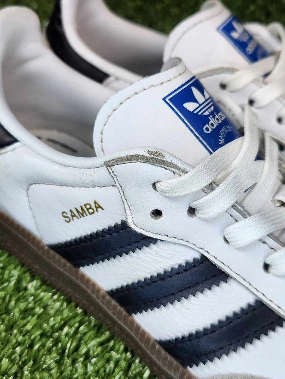 Adidas Samba GO Kids Boys Classic White Black Leather Shoes Sneakers Size 13K